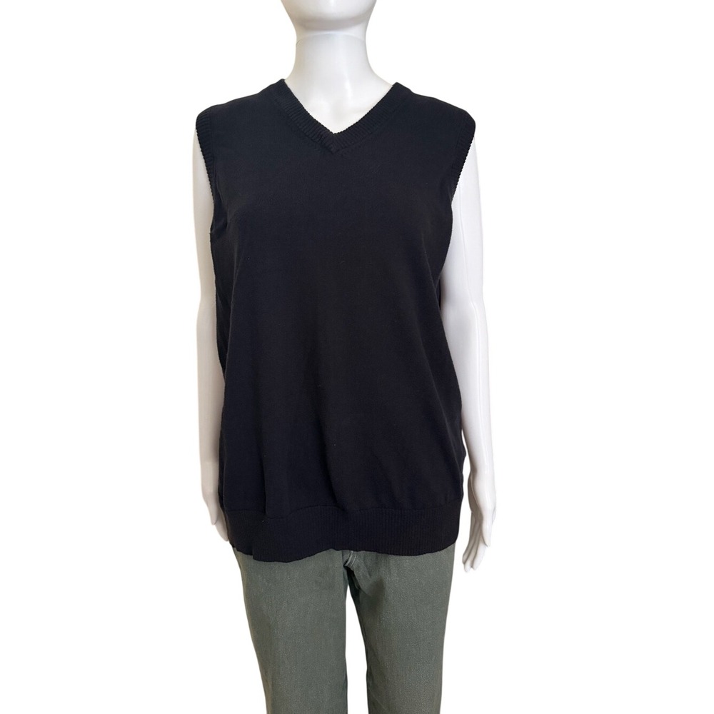 Anchor Blue Black V-Neck Sweater Vest Size Large